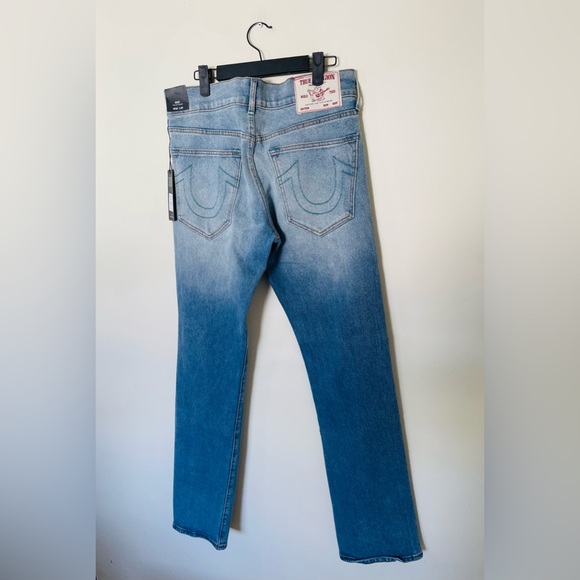 NWT $159 True Religion Ricky Jeans Men 32x34 Blue Wash Relaxed Fit Straight Leg - Picture 4 of 8